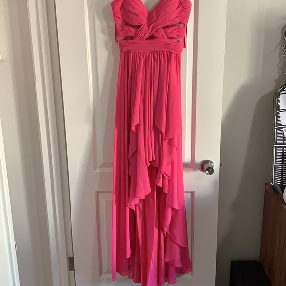 Pink cut out high low formal dress - Picture 4 of 13